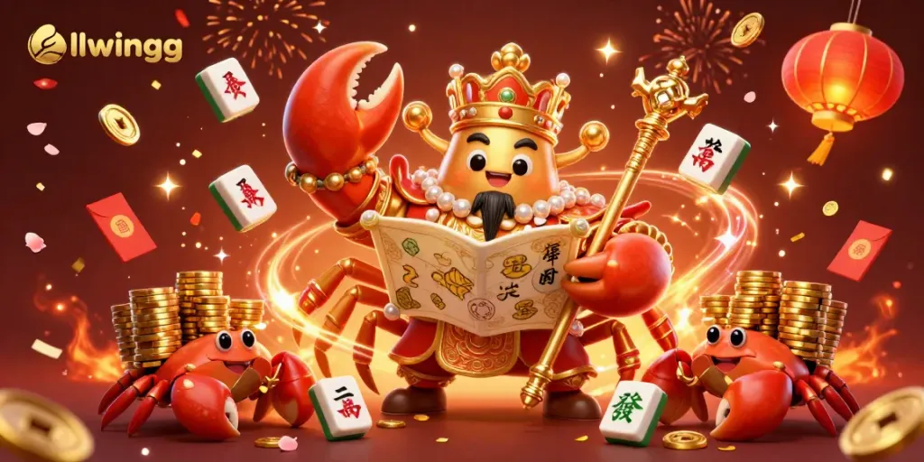Experience excitement at llwingg with the dynamic golden crab emperor and vibrant gambling elements all around.