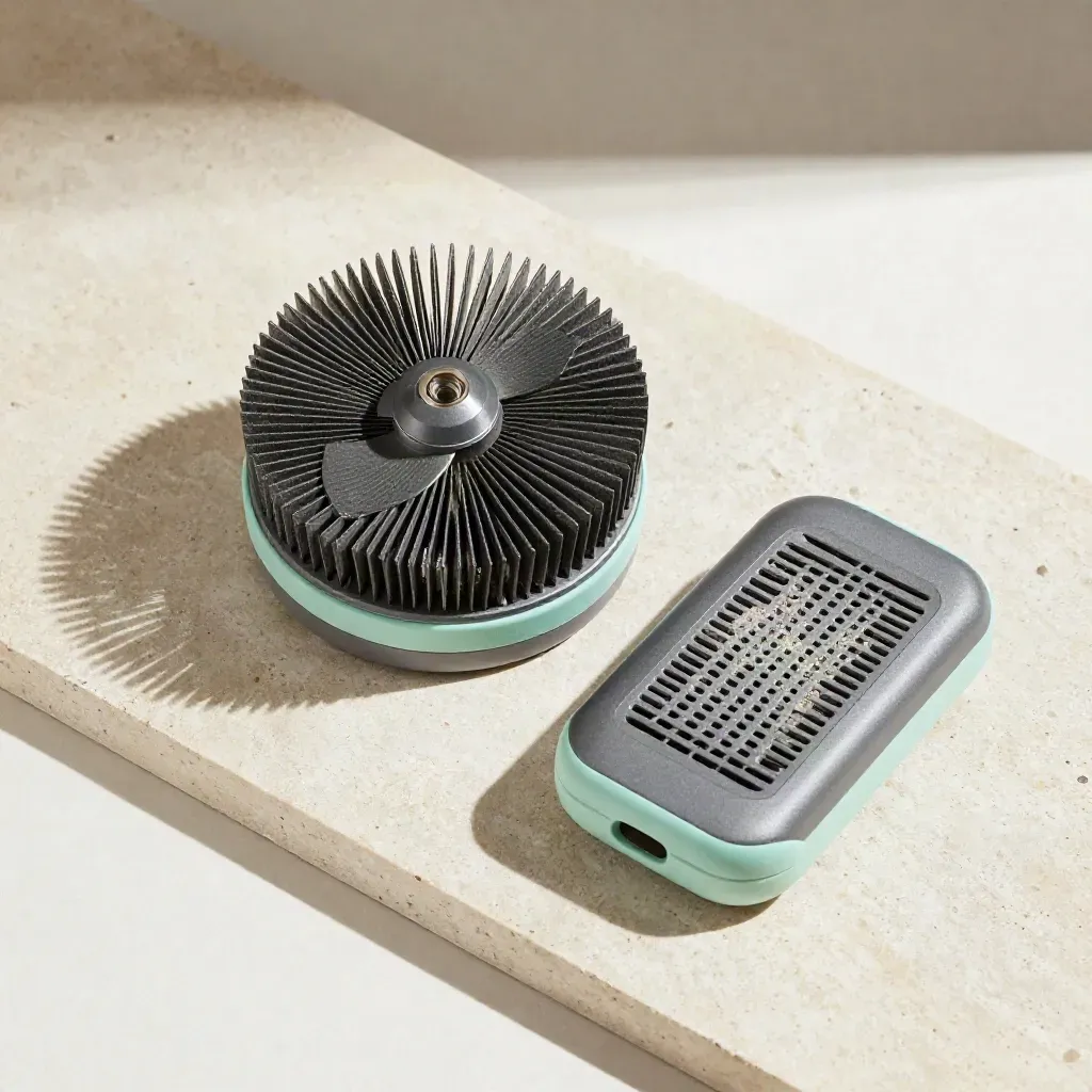 Luftmätare, anemometer och ventilgaller på ljus sten i mjukt sidoljus.