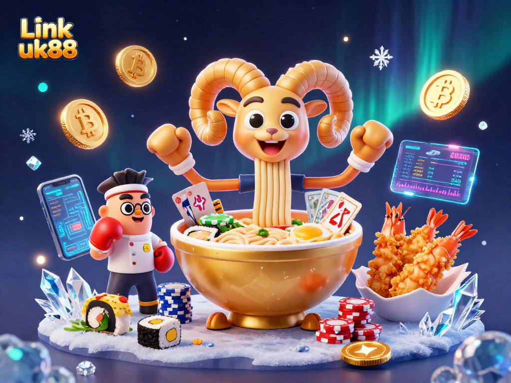 Win big with Link uk88 as vibrant characters deal cards in a lively casino scene.